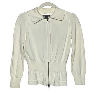 Armani Exchange White Monogram Zip/Button Combo Cardigan